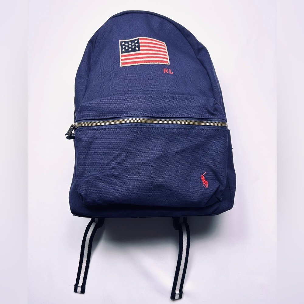 NWT Polo Ralph Lauren American flag canvas backpack Newport/Navy full-size - Picture 3 of 10